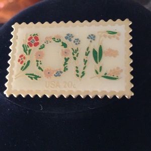 Vintage Love postage stamp pin